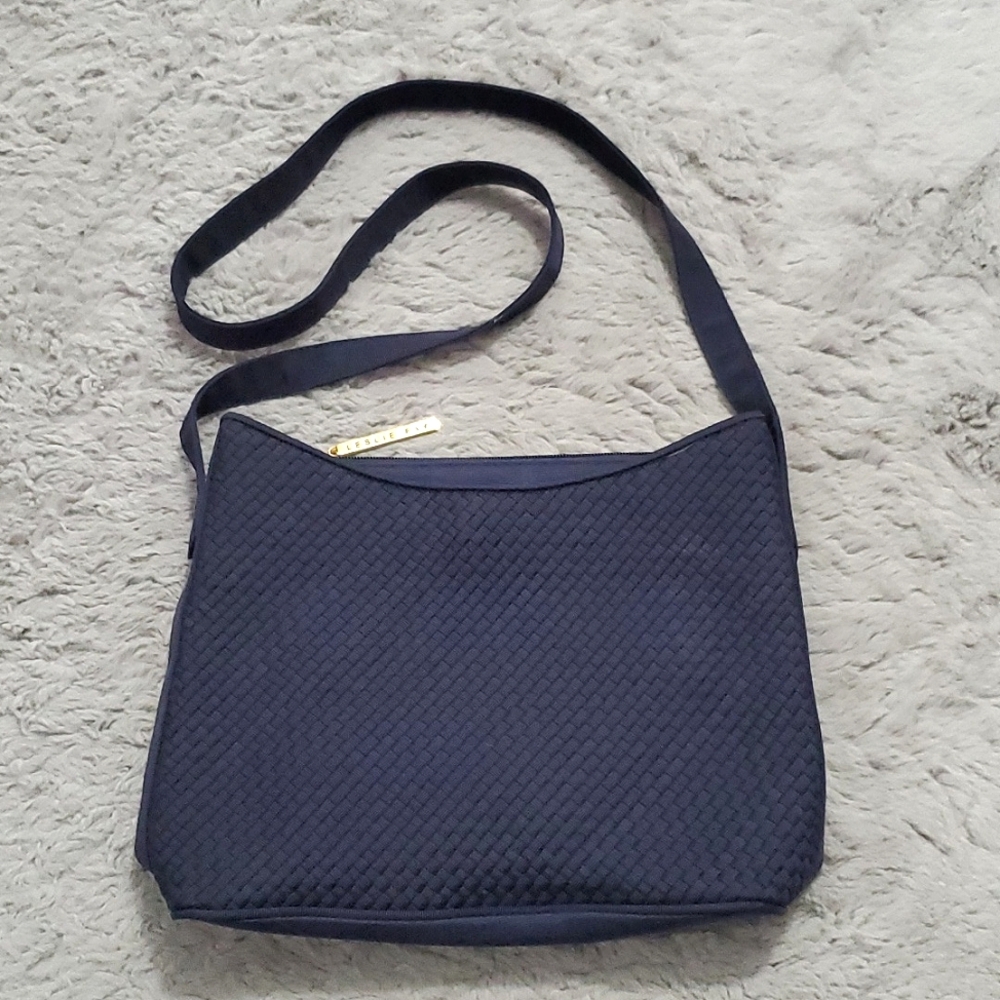 Leslie Fay dark blue nylon shoulder bag